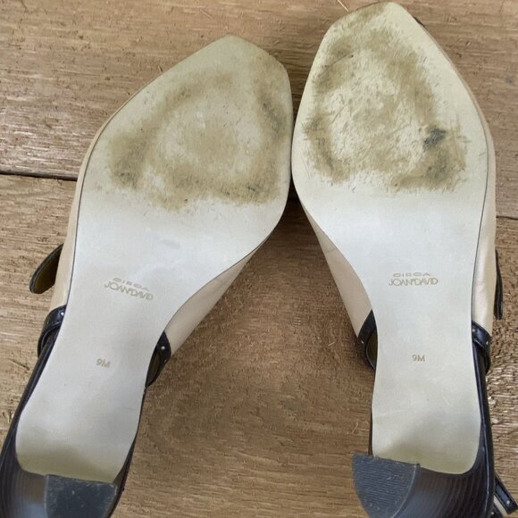 Circa Joan & David Women Slingback Peep-Toe Heels Size 9M Taupe & Bronze Leather - Picture 6 of 16